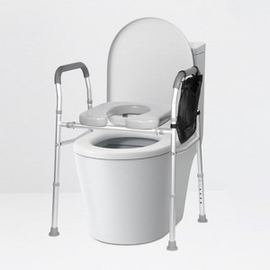 Toilet Seat Riser for Seniors, Raised Toilet Seat with Handles, Adjustable Height & Width, 300lbs Weight Capacity - 1 of 4