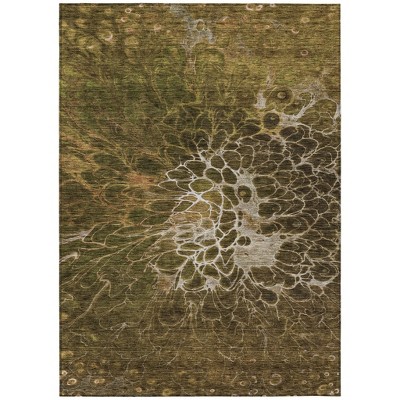 Chocolate And Gray Abstract Washable Indoor Outdoor Area Rug