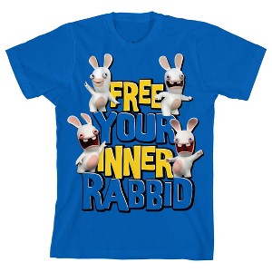 Rabbids Free Your Inner Rabbid Boy's Royal Blue T-shirt - 1 of 3
