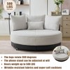 52.75'' Oversized Round Swivel Chair with Adjustable Phone Stand, 360° Rotating Chair for Couples, Soft Polyester Upholstery - ModernLuxe - 4 of 4