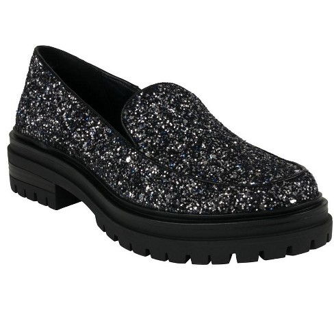 Gc Shoes Womens Morgan Glitter 8.5 Lug Sole Slip On Loafer Flats