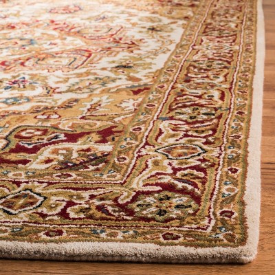 Light Gold and Red Hand-Tufted Wool 4' x 6' Area Rug