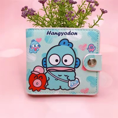 Paaaawaters Ugly Mermaid Mini Leather Wallet with Cute Cartoon Design Coin Pocket Light Blue