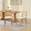 Mid Century Modern Rattan Dining Chairs Set of 2,Linen Upholstered Dining Room Chairs,Farmhouse Cane Back Kitchen Side Chairs-Coolbibila - 3 of 4