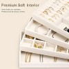 4-Piece Stackable Velvet Jewelry Tray Set, Drawer Organizer Inserts for Earrings, Necklaces, Watches & Rings, Beige - 3 of 4