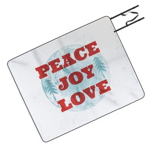 Heather Dutton Peace Joy Love Woodcut Picnic Blanket -Deny Designs - 1 of 3