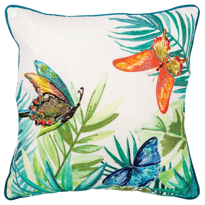 20&#34;x20&#34; Oversize Tropical Butterflies Poly Filled Square Throw Pillow - Rizzy Home, 1 of 10