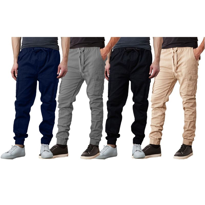 Galaxy By Harvic Men's Slim Fit Cotton Stretch Twill Cargo Joggers, 4 of 5