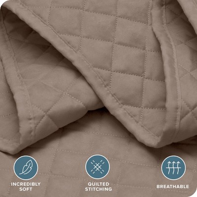 Taupe Diamond Stitched Microfiber Twin Quilt Set
