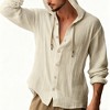 Men's Lightweight Hooded Shirt Casual Button Down Long Sleeve Tunic TOP for Daily Wear - 2 of 4
