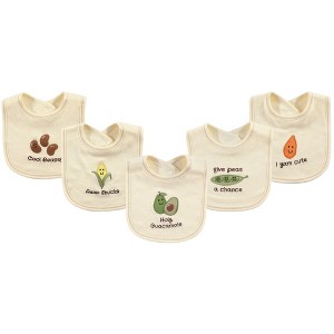 Touched by Nature Baby Organic Cotton Bibs 5pk, Guacamole, One Size - 1 of 1