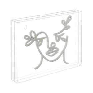 13.7" X 10.9" Teary Face Contemporary Glam Acrylic Box USB Operated LED Neon Light Blue - JONATHAN Y: Modern Wall Decor, Integrated Lighting - 1 of 4