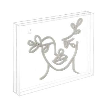13.7" X 10.9" Teary Face Contemporary Glam Acrylic Box USB Operated LED Neon Light Blue - JONATHAN Y