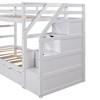 NicBex Twin over Twin Bunk Bed Pine Triple Bed Frame with Trundle, Storage Stairs and Full Length Guardrail for Bedroom, No Box Spring Required - 4 of 4