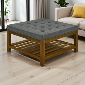 33.5" Tufted Linen Ottoman Coffee Table - 1 of 4
