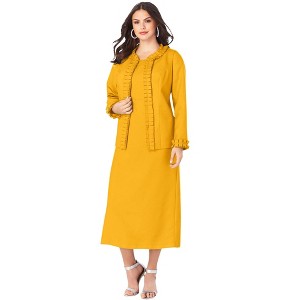 Roaman's Women's Plus Size Pleated Suit Jacket Dress - 1 of 4