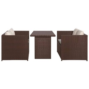 vidaXL Garden Dining Set Brown Polyethylene Rattan 3 Piece Set - Brown - 1 of 4