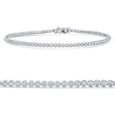 Pompeii3 14k White Gold 1Ct TW Natural Diamond Tennis Line Bracelet 7"