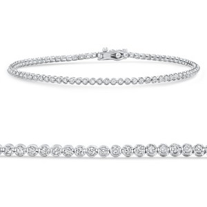 Pompeii3 14k White Gold 1Ct TW Natural Diamond Tennis Line Bracelet 7" - 1 of 4