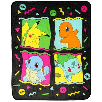 Pokemon 90's Character Box Design Gaming Plush Throw Blanket 46' x 60' Multicoloured