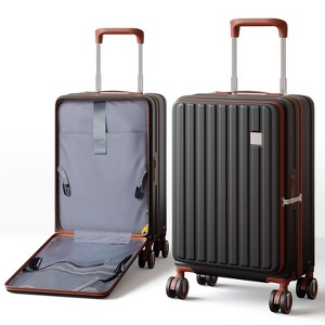 HONGGE 20" Carry-On Luggage 100% PC Hardshell Suitcase with Front Laptop Pocket, 360° Spinner Wheels & TSA Lock - 1 of 4