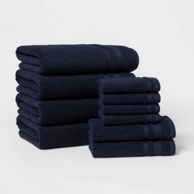 10pk Bath Towel Set Navy Blue - Threshold™