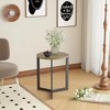 LIVAREEmlen 19.68''H Round Side Table, Round End Table with Sturdy Metal Frame, Round Nightstand, for Living Room, Bedroom, Balcony, Office, Brown - 3 of 4
