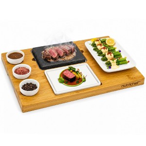 NutriChef 7-Piece Hot Stone Tabletop Grill Set with Lava Stone