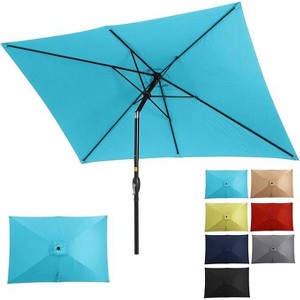 Heynemo 6.5 x 10 Ft Rectangular Patio Umbrella, Outdoor Table Market Umbrella with Crank, 6 Steel Ribs, Polyester Canopy, Tilt Umbrella - 1 of 4