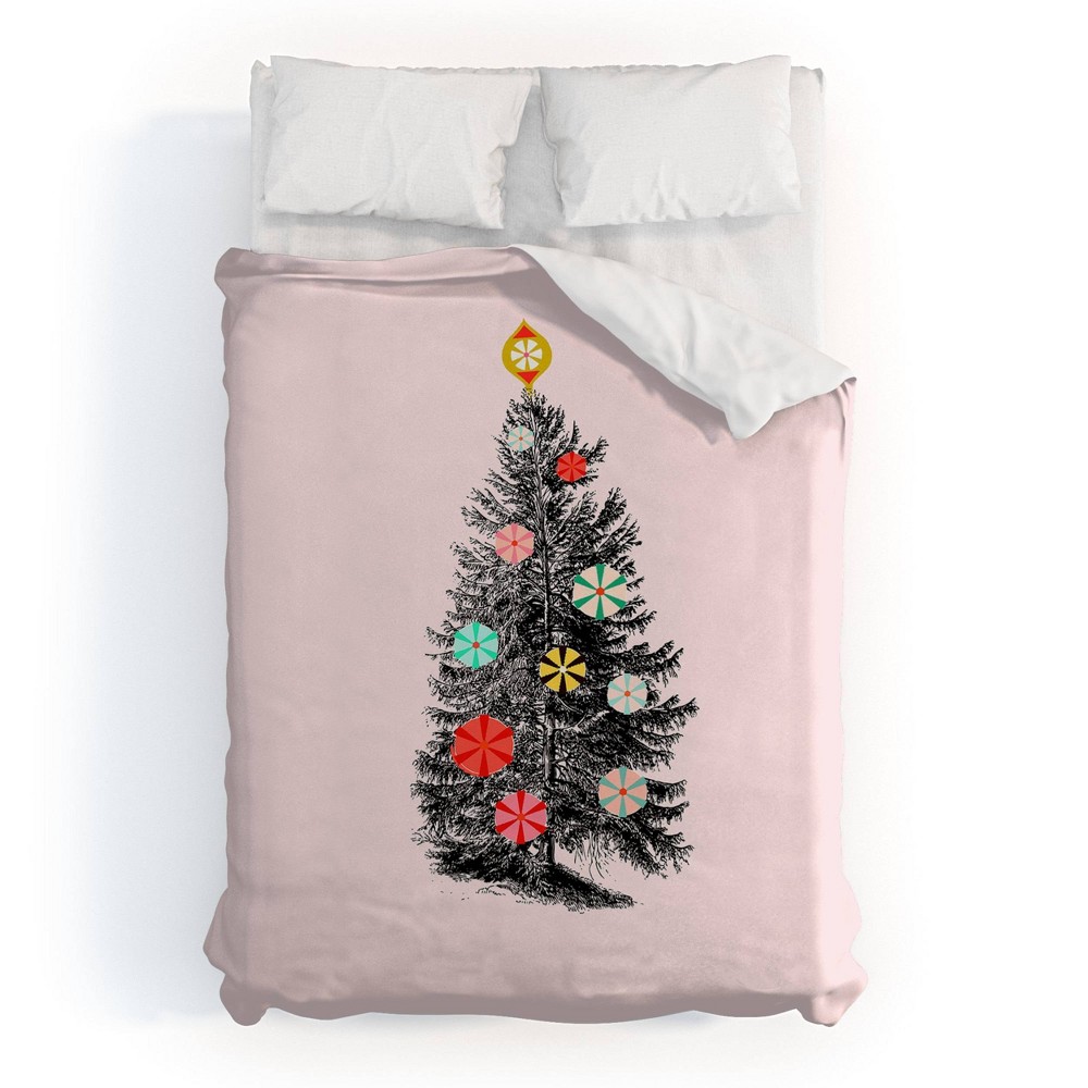 Photos - Bed Linen Queen Showmemars Retro Christmas Tree 2 Polyester Duvet Cover + Pillow Sha