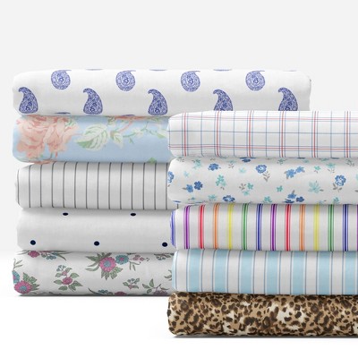 California King Blue Cotton Rainbow Stripe Sheet Set