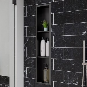 ALFI ABNP0836-BB 8Inch x 36Inch Brushed Black PVD Stainless Steel Vertical Triple Shelf Shower Niche - 1 of 4