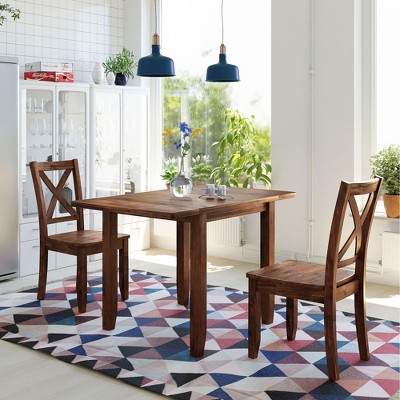 NicBex Dining Room Table Set for 2 Morden Dining Table with MDF Tabletop, Drop Leaf and 2 Armless Chairs for Dining Room