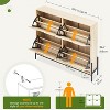 Shoe Cabinet Narrow, Rattan Shoe Storage with Flip Doors for 20-22 Pairs, Adjustable Shelves, Metal Feet, 100x24x88cm Entryway Organizer for Hallway - 4 of 4