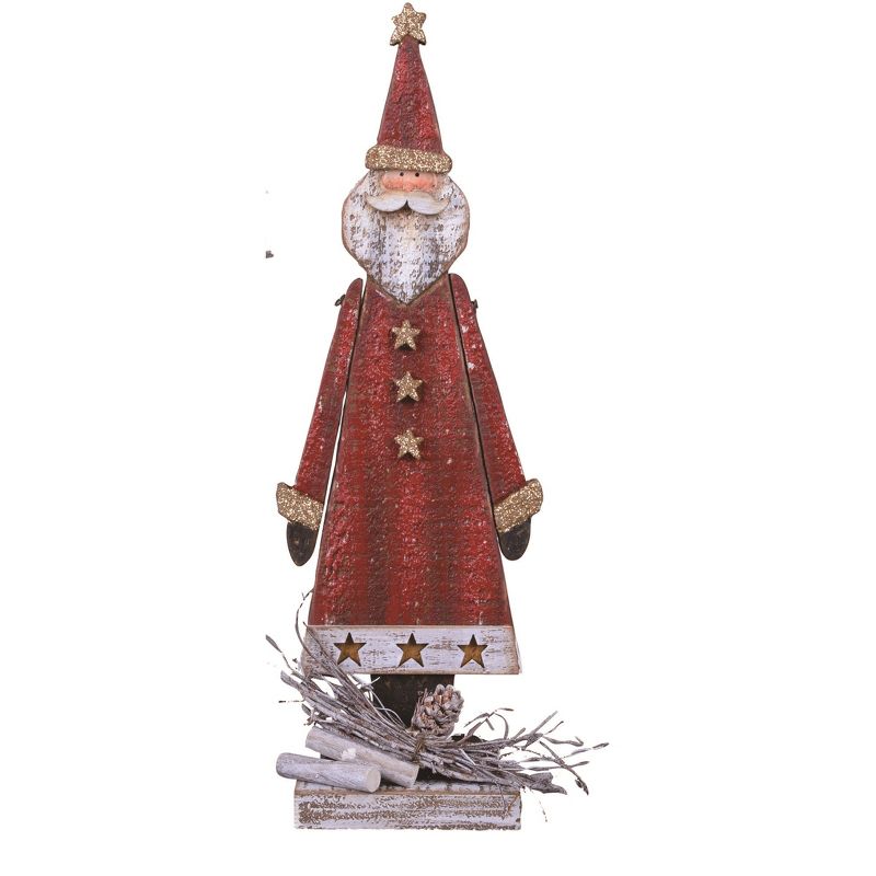 Transpac Christmas Rustic Holiday Wood Santa Snowman Tree Tabletop Decoration Set of 4, 10.0H inches, 4 of 6