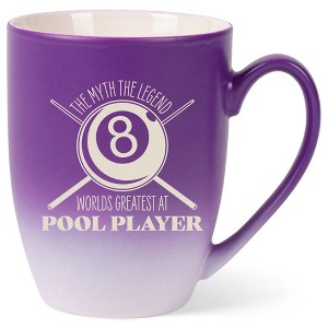 100 North Eight Ball Billiards Design 10 Ounce Purple and White Two Toned Ombre, Comfortably Fits Your Hands, Ceramic Tea Coffee Cup Mug, The Myth The - 1 of 1