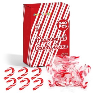 4E's Novelty 240 Pack Christmas Mini Individually Wrapped Candy Canes, Red and White Peppermint Candy Canes, Treats for Holiday Stockings - 1 of 4