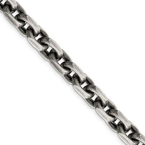 Black Bow Jewelry Men's 8.6mm, Sterling Silver Antiqued Cable Chain Necklace - 1 of 4