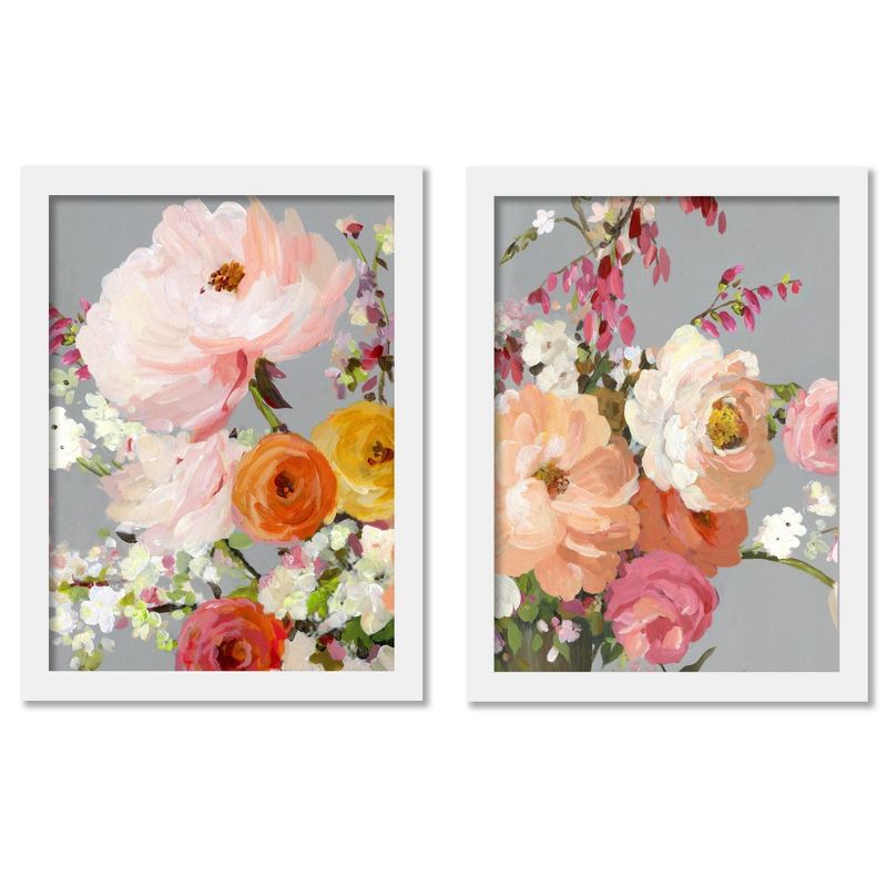 Americanflat Farmhouse Botanical Flower Story By Pi Creative Art Set Of 2 Framed Diptych Wall Art Set, 1 of 4