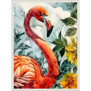 Amanti Art Flamingo in Flowers by Justyna Jaszke Framed Canvas Wall Art - 1 of 4