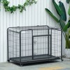 PawHut Folding Design Heavy Duty Metal Dog Cage Crate & Kennel with Removable Tray and Cover, & 4 Locking Wheels, Indoor/Outdoor - 2 of 4
