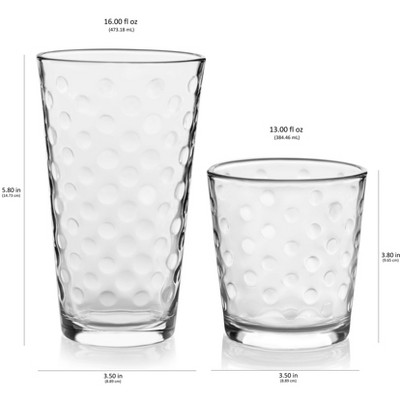 Awa Clear Polka Dot 16-Piece Glass Tumbler and Rocks Set