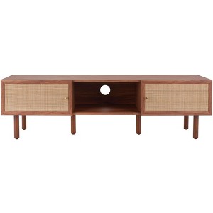 Silvanna 2 Door Media Stand - MED9604 - Walnut/Natural - Safavieh - 1 of 4