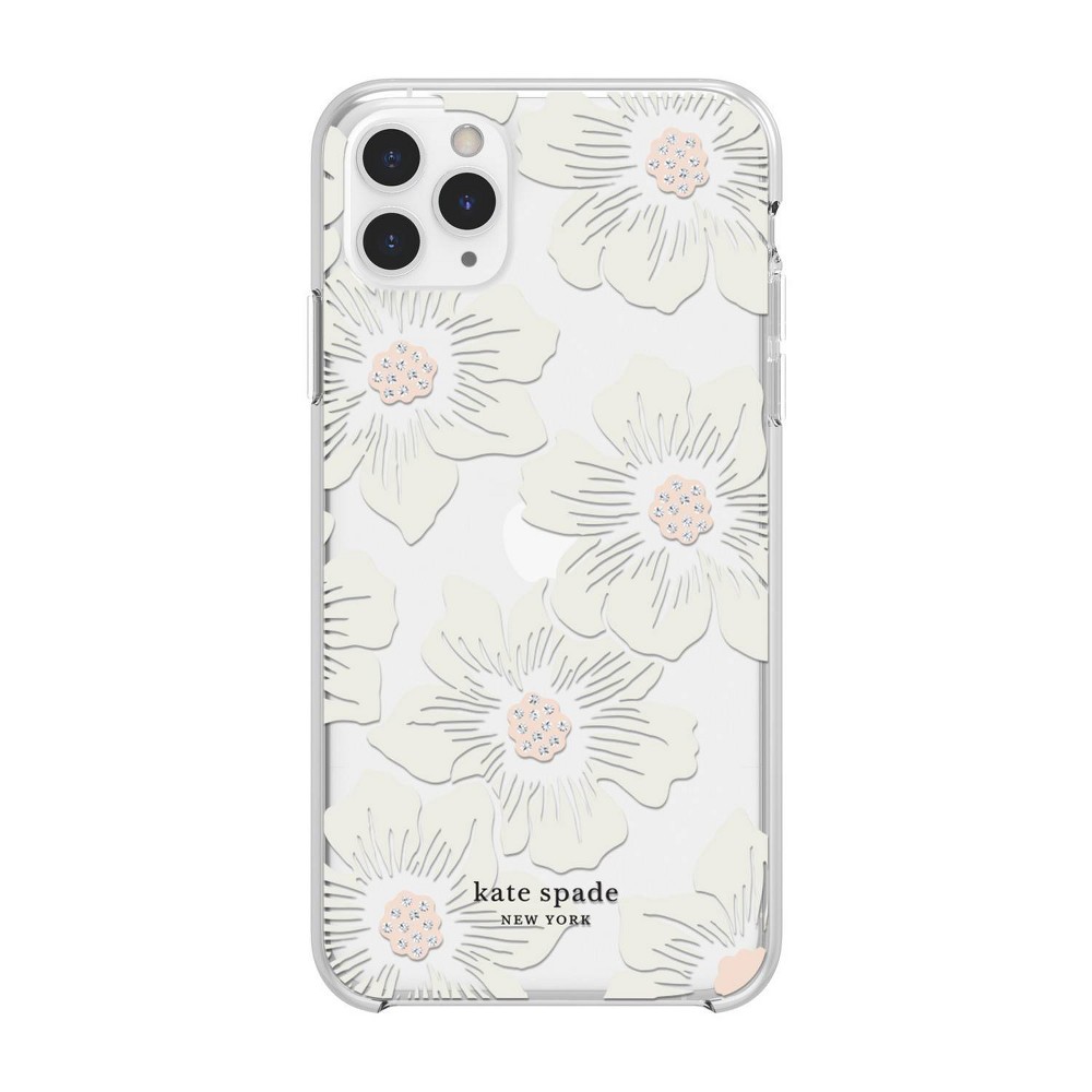 kate spade new york - Protective Hard Shell Case for Apple® iPhone® 11 Pro Max - Cream With Stones/Hollyhock Floral Clear