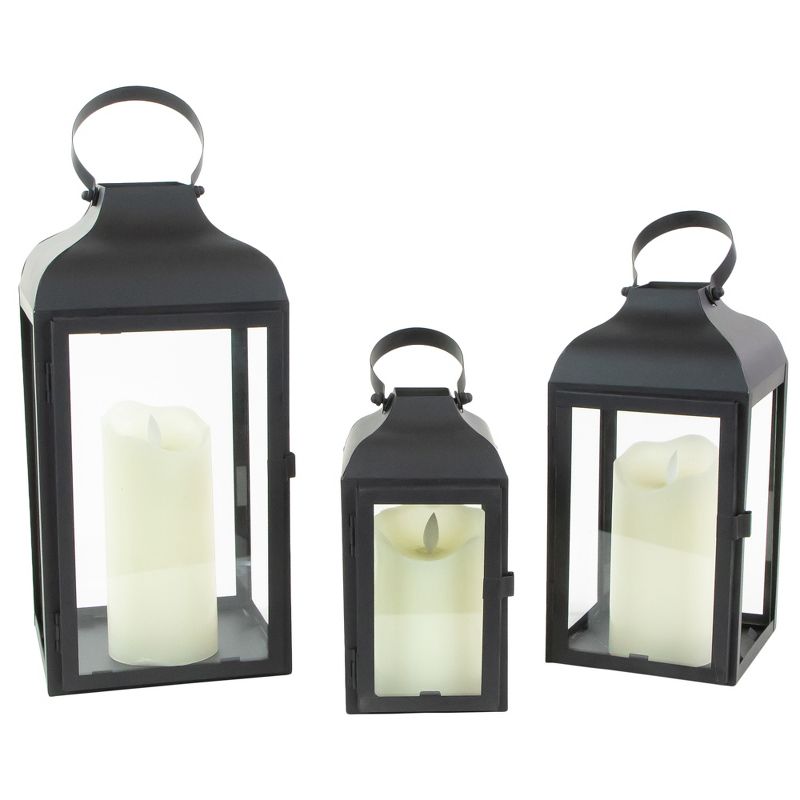 Northlight Set of 3 Black Traditional Style Candle Lanterns 12.75", 3 of 8