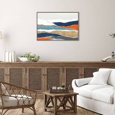 Orange and Blue Abstract Landscape Canvas Wall Art