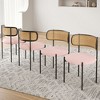 AZL1 Life Concept Dining Sets Modern Upholstered Chairs Set of 4, Accent Kitchen Chairs Rattan Back for Dining Room, Pink, 20.5"*20.5"*30" - 2 of 4