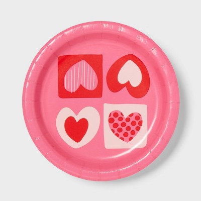 20ct 6" Appetizer Valentine's Day Hearts Plates Pink - Spritz™