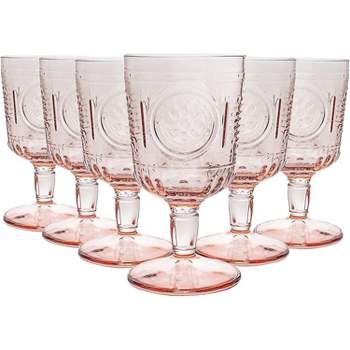 Elle Decor Embossed Goblets Glasses, Vintage Glassware Sets, Water Goblets  For Party, Wedding, & Daily Use, Set Of 6, Jade : Target
