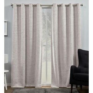 EXCLUSIVE HOME Burke 100% Blackout Grommet Top Curtain Panel Pair, 52"x84", Blush, Set of 2 - 1 of 4